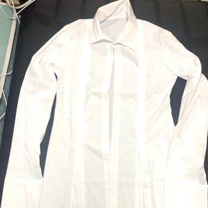 White Collar Shirt Dress (2 Button Slits)